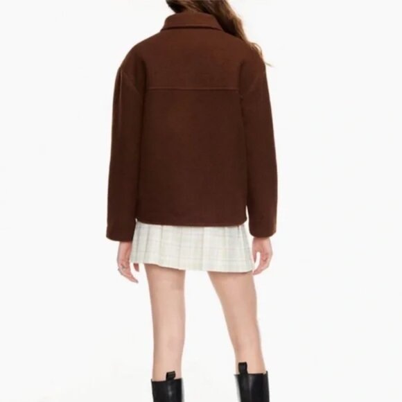 Aritzia Sunday Best Sky Shirt Jacket Cognac Brown Size Medium - Picture 2 of 7